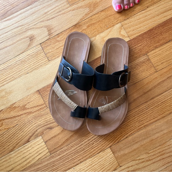 Cloudwalkers open-toe sandals with black leather buckle and raffia wood 8W wide - Picture 3 of 13
